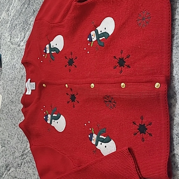 croft & barrow Sweaters - Button Down Christmas Cardigan Ugly Sweater with Gold Buttons - Size Petite M